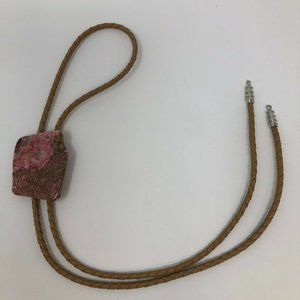 Hand Crafted tan and Rose Granite Bolo Tie.